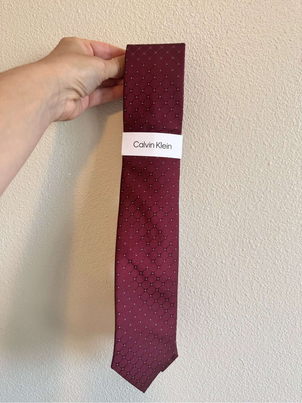 Calvin Klein Men's Wine Red Micro-Pattern Tie